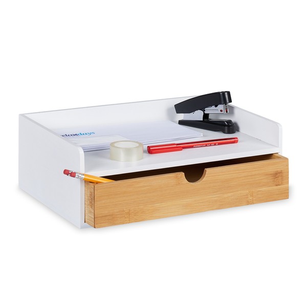 Schreibtisch Organizer BüRoablage Bambus Schreibtischbox 1,5 Kg 1 Schublade-image