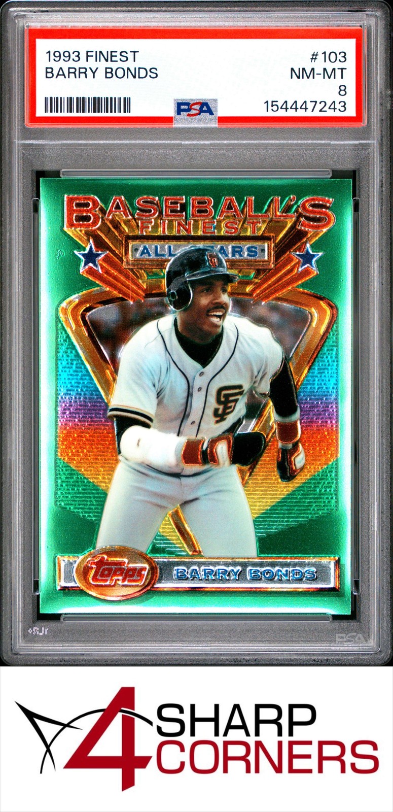 1993 FINEST #103 BARRY BONDS GIANTS PSA 8 view 1