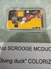 Rare 1 oz. Scrooge McDuck Dive Gold .999 Fine Silver Color Hand Enamel Bar COA