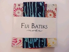 Moda Fiji Batiks Charm Pack Cotton Fabric 5" Squares Florals Swirls Abstracts