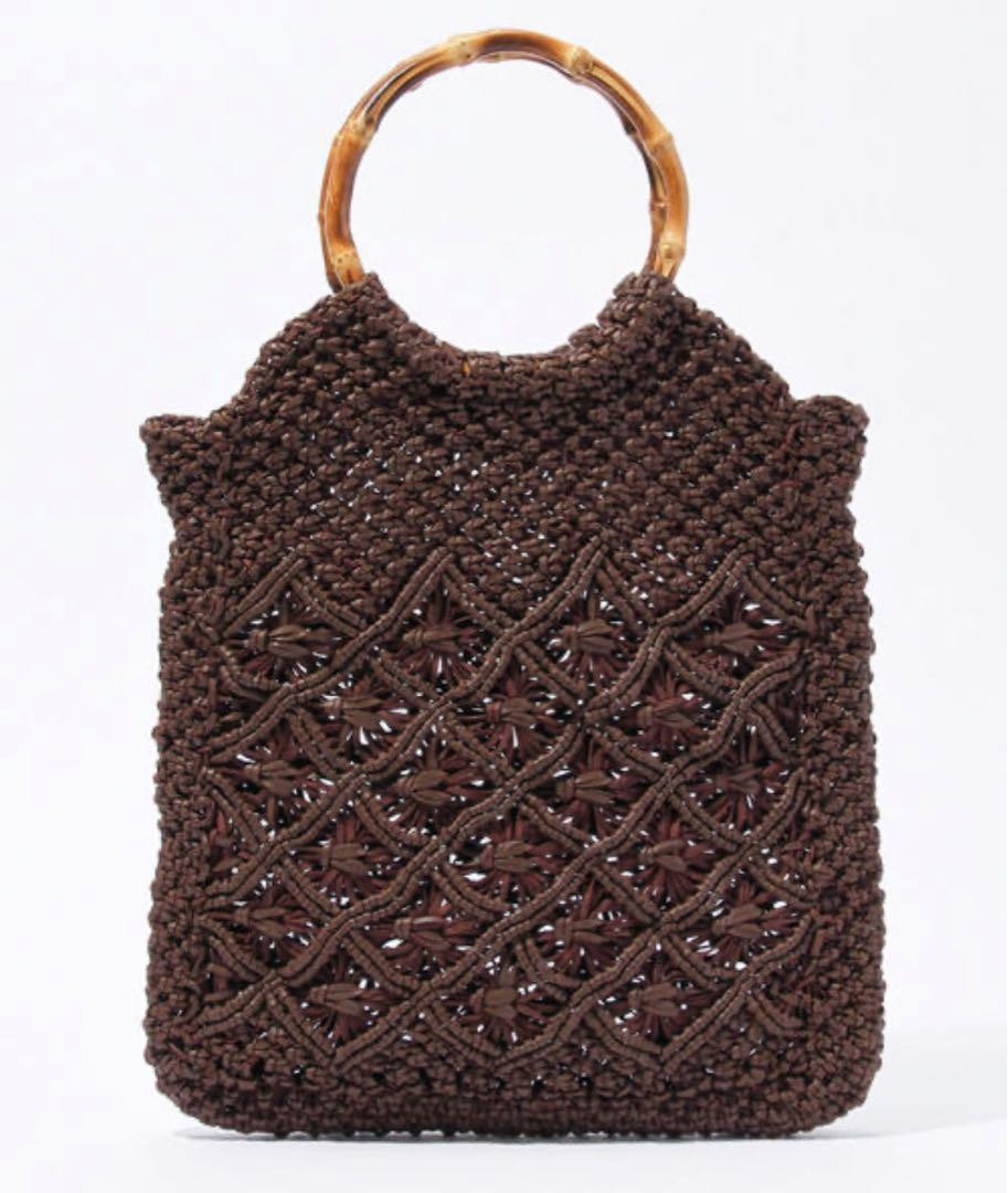 Dragon Diffusion Leather Mesh Handbag Bamboo Hand… - image 1