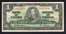 CANADA P-58b. 1937 1 Dollar.. Gordon/Towers.. Prefix H/A..  aVF