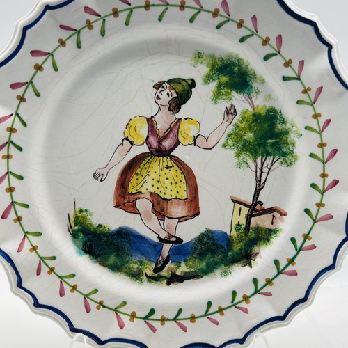 DERUTA ITALY Speiseteller Vintage handbemalt Keramik Volkskunst tanzendes Mädchen