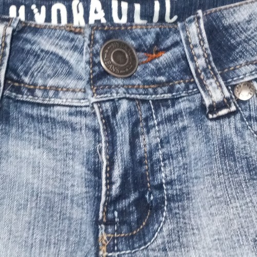 Hydraulic Low Rise Denim Shorts-Size 7/8-Cuffed Hem-Embroidered-Studded-Biker - Picture 4 of 9