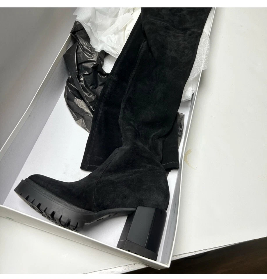 Casadei Negro Gamuza Hasta el Muslo Sobre la Rodilla Suela Botas Talla IT38 US 7.5 Foto 4 de 4