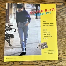 Lee Jeans 1992 11x12 Poster/ad Super Slim Tight Fit Model Store Display