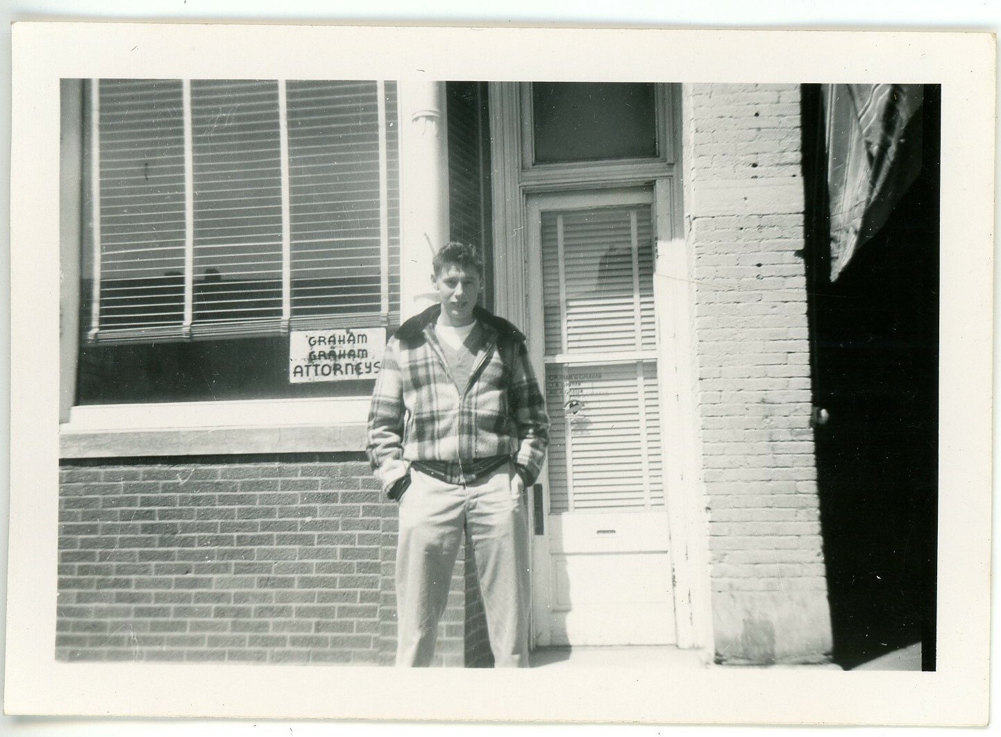1948 Photo IA Iowa Audubon High School Teen Boy Downtown Graham Law