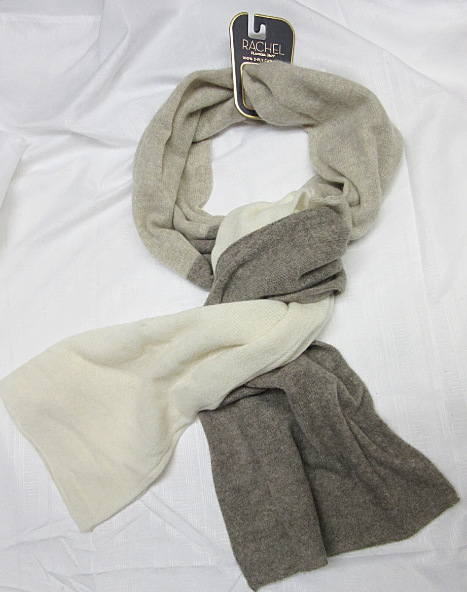 Rachel Roy 100 Cashmere long Scarf Gray Ivory NEW WITH TAG