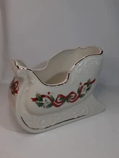 Royal Limited Holly Holiday with Red Ribbon Sleigh Japan Christmas Centerpiece 