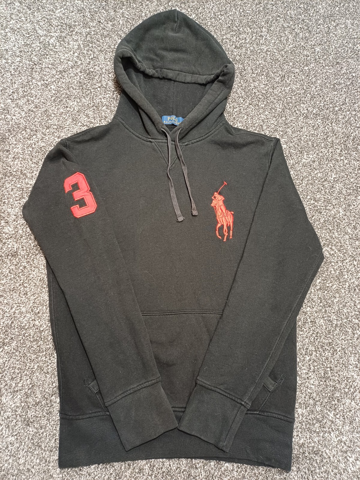 Polo Ralph Lauren felpa con cappuccio uomo piccola nera cotone grande pony n.3