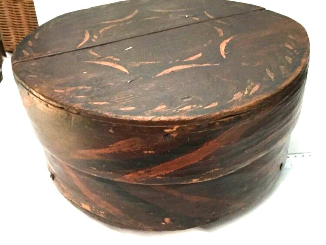 ANTIQUE Paint Decorated Box: 1843, signed | eBay