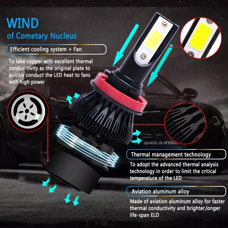 For Infiniti EX35 2008-2010 2011 2012 6X 6000K LED Headlight+Fog Light Bulbs Kit - Image 2 of 4