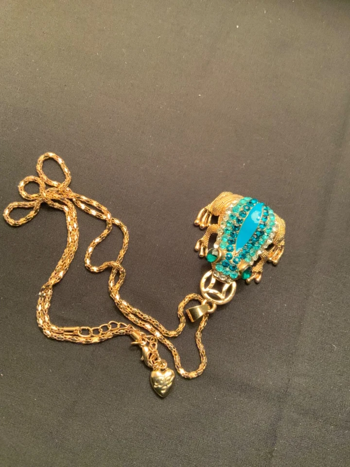 Colgante rana cristal dorado/azul Betsey Johnson Foto 3 de 4