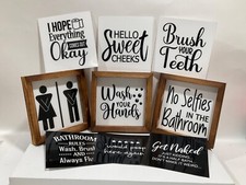 Funny Bathroom Signs Set of 3 with 9Interchangeable Sayings Farmhouse  A4 