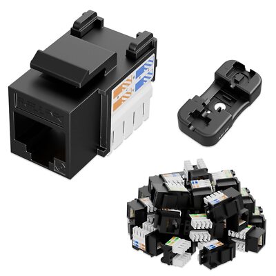 10Gbps Cat6 Keystone Jack RJ45 Keystone Jack 25-Pack and Keystone Punch-Down ...
