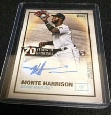 MONTE HARRISON 2021 Topps 70 Years of Baseball Auto 70YA-MH MIAMI MARLINS