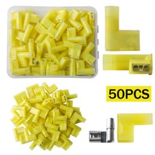 50PCS 12-10 AWG NYLON FEMALE FLAG TERMINALS RIGHT ANGLE ELECTRICAL CONNECTORS