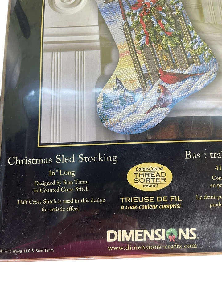 Dimensions Gold Collection Counted Cross Stitch Kit 16" Long-Christmas Sled Stoc - Image 2 of 4