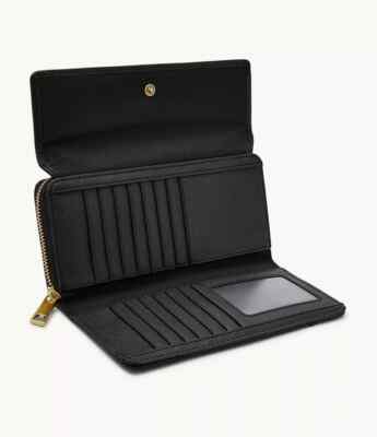 Fossil Jori RFID Flap Clutch Black Leather SWL3009001 Wallet Purse