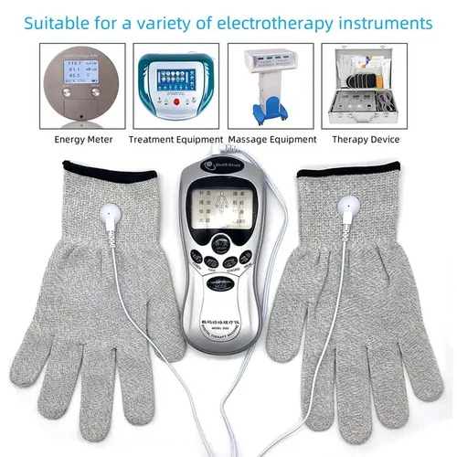 1 Pair of Silver Conductive Massage Gloves with Wires For Beauty Device - USA - Picture 9 of 12