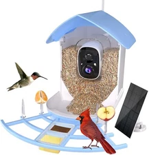Solar Powered Bird Feeder Camera - 1080P HD, Auto Capture, Motion Detection, Hum