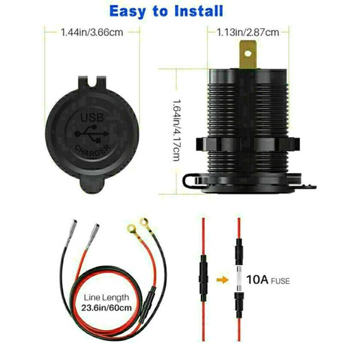 12V Dual QC3.0 USB Charger Socket Quick Charge 3.0 Power Outlet Adapter for Car - Photo 6 sur 14