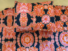 Pottery Barn Teen Twin Floral Duvet  Sham Navy Pink Orange White