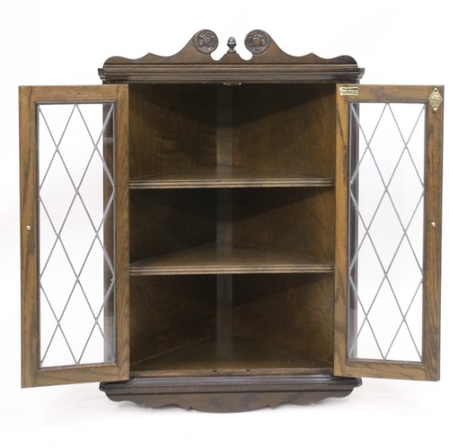 Old Charm Oak Hanging Corner Display Cabinet in Jacobean Brown FREE UK Delivery - Picture 2 of 11