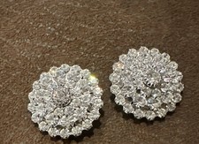 Bluette Made In France Shoe Clips Silvertone Rhinestones 1 inch