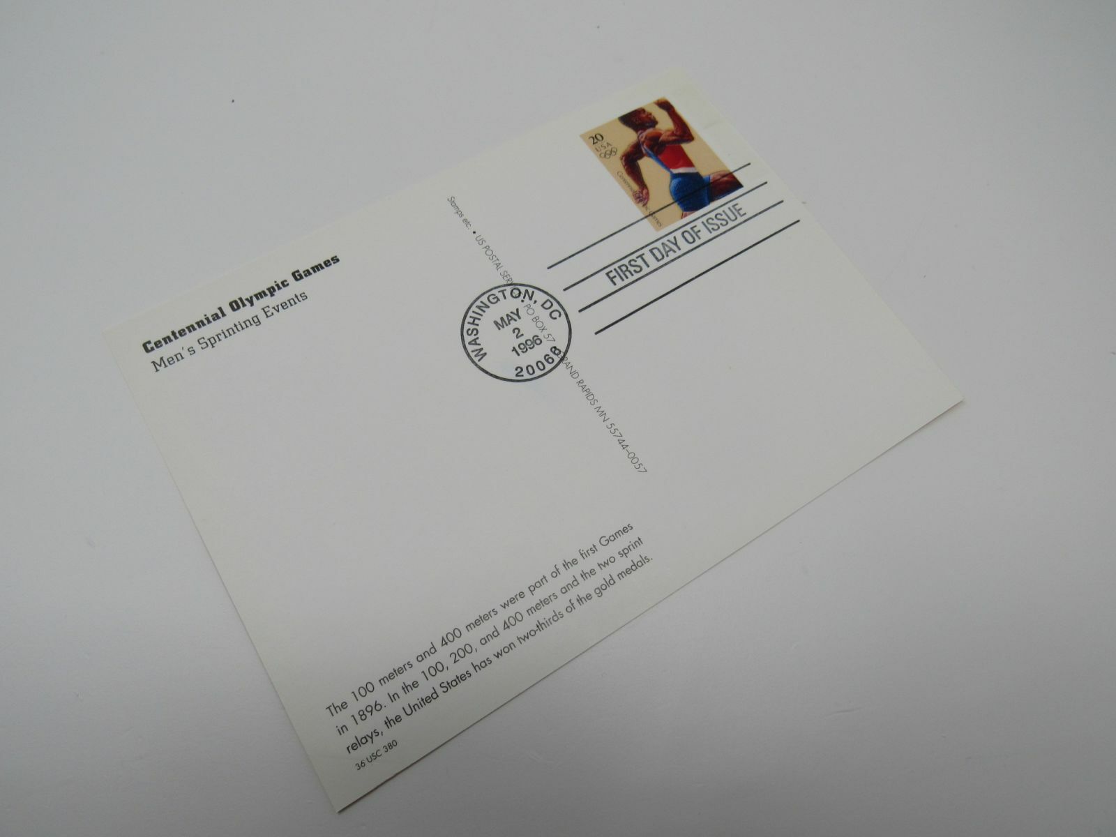 USPS Scott UX254 Vintage 20c Centennial Olympic Games Atlanta First Day of Issue