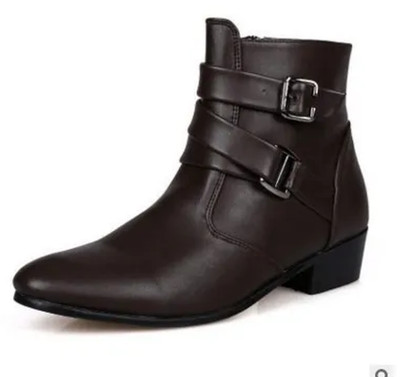 Botas cortas de invierno para hombre de cuero estilo británico planas trabajo