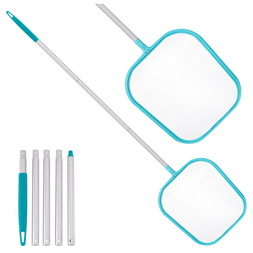 Pool cleaning net Blue shallow net with five-section pole