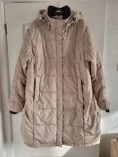 Jack Wolfskin Women's Cream Quilted Long Coat Detachable Hood Uk 18/ 2