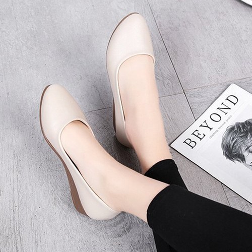 Ladies Pumps Shoes Round Toe Wedges Womens Non-Slip Slip On Casual Shoe Walking - Picture 28 of 47