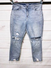 Denizen From Levi's Womens High Rise Ankle Slim Jeans Size 14 Blue Distressed