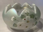Fenton Vase Flowers Bowl Silver - Hand Painted & Signed S Stephens - Fenton Logo