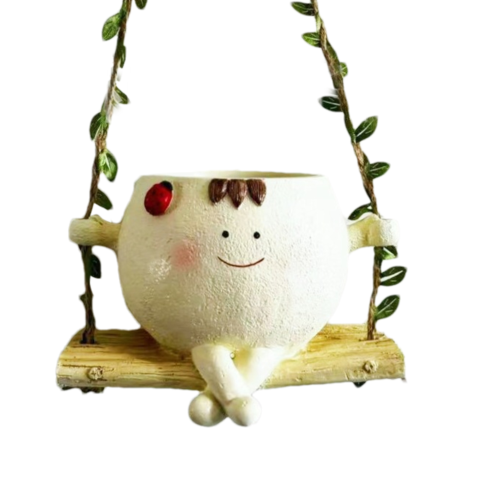 Cute Swing Face Planter Pot Hanging Resin Head Succulent Plant Garden Pot