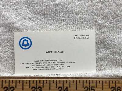 Vintage Business Card Ibach Bell Telephone San Diego California 