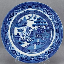 J&MP Bell Scotland Standard Blue Willow 10 1/4 Inch Plate C. 1842-1881 B