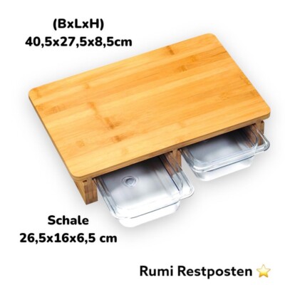Schneidebrett Bambus mit 2 Auffangschalen Kesper  40,5 x 27,5 x 8,5 cm  58353
