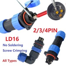 Screw Crimping 2 3 4 Pin IP68 LD16 Waterproof Aviation Connector for 4-8mm Wire