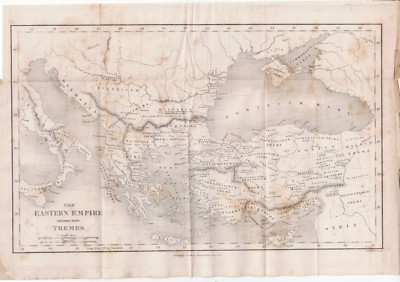OLD  MAP , pbl 1862 ,THE EASTERN EMPIRE , DIVIDED INTO THEMES