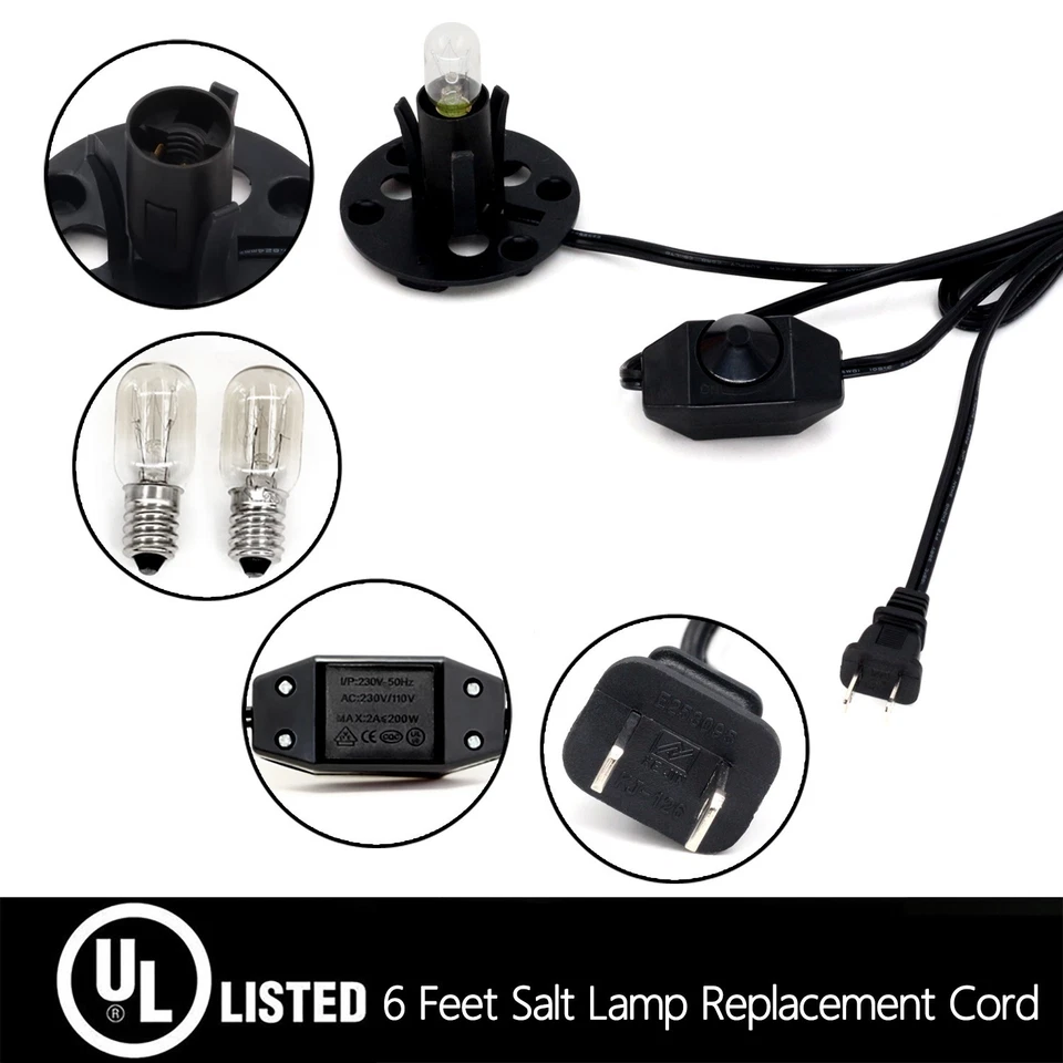 Betus Salt Lamp Cord with Dimmable Switch and Base Assembly - Power Cord - Image 3 of 4