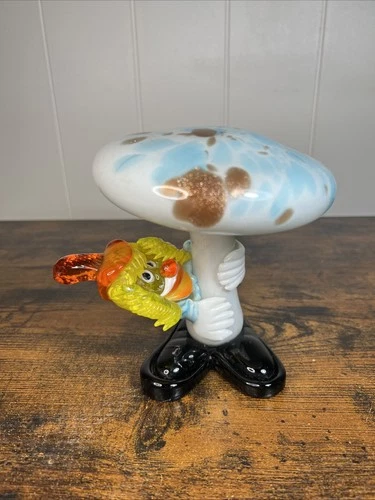 Vintage Murano Venetian Glass Clown Hugging Mushroom Figurine