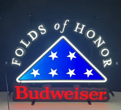 Folds Of Honor Budweiser 24''x20'' Patriotic LED Red,white,blue Sign With Dimmer