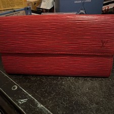 Louis Vuitton Epi Red Long Wallet Snap Flap Leather Authentic Vintage