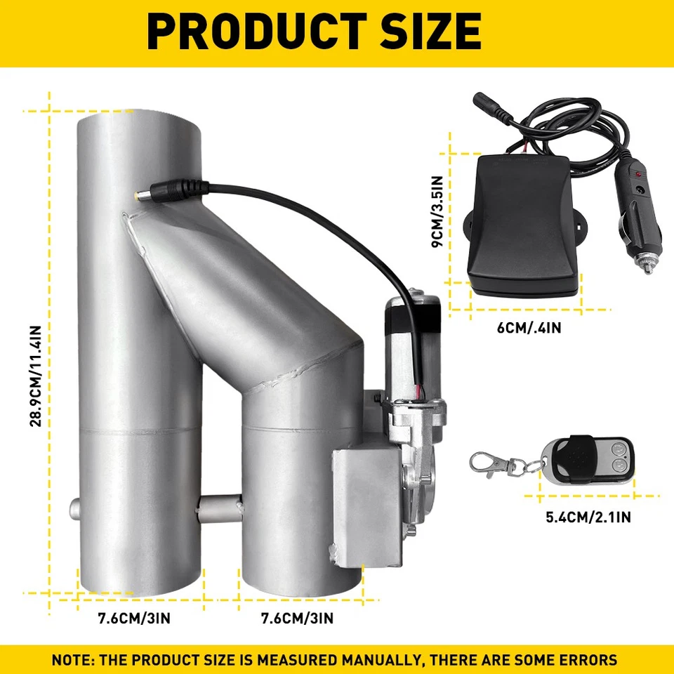 3in Electric 76mm Exhaust Y-Pipe Valve Dual-Valve Tip Pipe Set w/ 2 Harness New - image 2 of 4