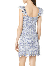 NEW Alice + Olivia Women’s 4 Honor Flutter Sleeve Embroidered Chambray Eyelet Tu