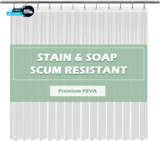 Crystal Clear Shower Curtain Liner 72X72PEVA Waterproof Bath Curtain No Chemical