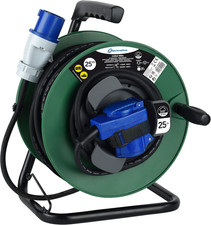 49209 Prolunga in Gomma Con Avvolgicavo 25 Mt per Camper, Campeggio, Caravan, Sp